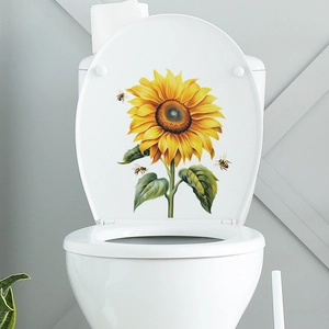 Self-adhesive sunflower and bee stickers for bedroom or bathroom wall decoration