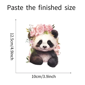 Detailed size specifications for cartoon panda wall sticker measuring 12.5cm by 10cm