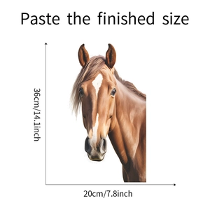 Guide des dimensions d'un autocollant mural tête de cheval marron de 20x36cm environ