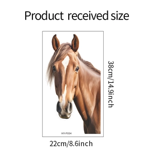 Spécifications de taille pour sticker mural tête de cheval marron réaliste 38x22cm