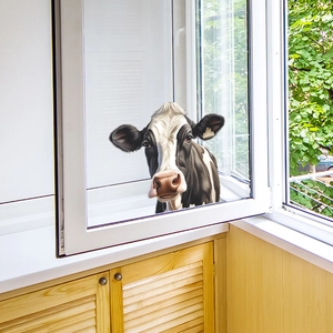 Double-sided cow window sticker made of UV material for creative home glass decoration