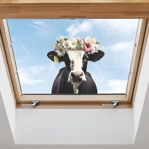Cartoon cow wreath wall sticker with blue sky view for children room window decor