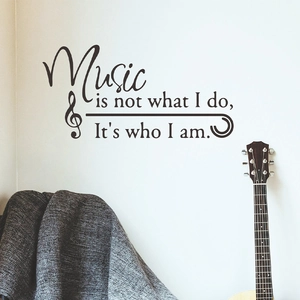 Music is not what I do wall sticker with quote and clef for living room decor