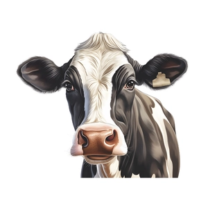 Realistic Holstein cow head wall sticker with ear tag detail for home decor window decal
