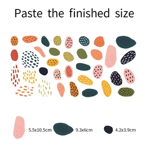 Detailed view of Morandi abstract wall decals with component dimensions and sizes