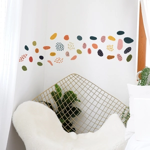 Modern Morandi abstract geometric wall stickers with colorful pebbles for home decoration
