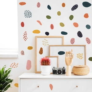Morandi color block wall stickers in abstract shapes for modern living room decor