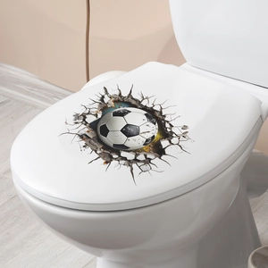 3D soccer ball cracking wall creative decorative wall sticker for home and bathroom