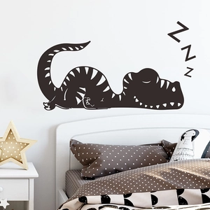Adesivo murale minimalista dinosauro che dorme per cameretta bambini nero opaco