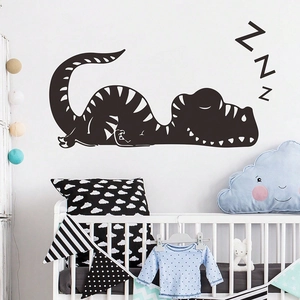 Adesivo murale con simpatico dinosauro che dorme e simboli ZZZ per cameretta