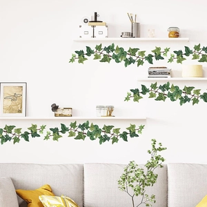 Nordic Style Ivy Vine Green Leaf Wall Sticker PVC Self-Adhesive Plant Decorative Wall Decal For Living Room Home Decor