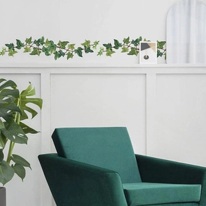 Self-adhesive green ivy leaf wall stickers for Nordic living room decor and home styling