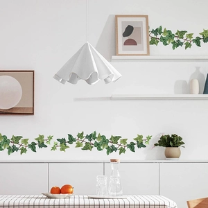 Nordic ivy green leaf wall stickers for living room with natural vine hanging design