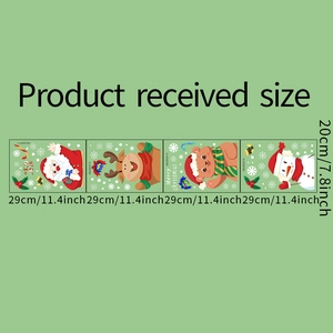 Detail view of 29x20cm Christmas wall stickers with Santa, reindeer and snowman graphics