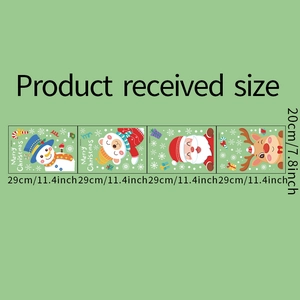 Cartoon Christmas window stickers set with Santa, Snowman and Reindeer for holiday decor