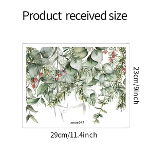 Detailed dimensions of 29x23cm for Christmas greenery wall sticker with eucalyptus leaves