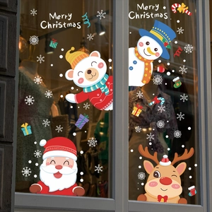 Christmas window static stickers featuring Santa Claus, reindeer, snowman and polar bear