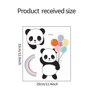 Cartoon Panda Wandtattoo Maße 29x33cm mit Regenbogen und Luftballons Details zur Größe
