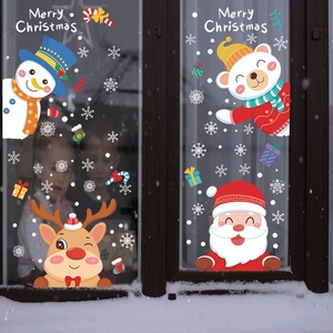 Christmas window decals with Santa Claus, Snowman and Reindeer for festive glass decor