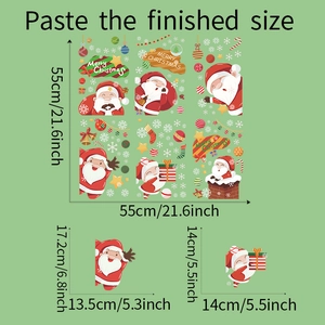 Christmas window decals set with Santa, snowflakes, and ornaments, 55x55cm sheet size