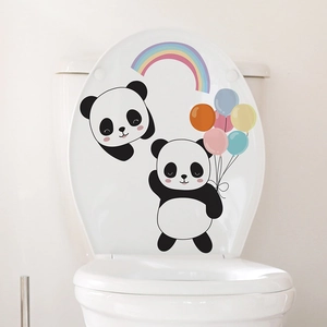 Süße Panda Regenbogen und Ballon Aufkleber für Kinder Badezimmer Wanddekoration