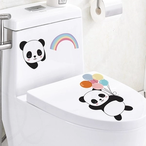 Cartoon Panda und Regenbogen Wandtattoo für Kinderzimmer Badezimmer Dekoration