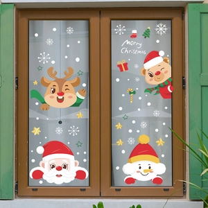 Stickers de Noël pour fenêtres avec Père Noël, renne et flocons pour décoration vitrée