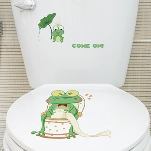 Creative Cartoon Frog Toilet Sticker PVC Waterproof Removable Wall Decal For Bathroom Decor Fun Home Accessory