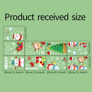 Set of 9 Christmas window clings featuring Santa, snowman, and reindeer, each 20x29cm size