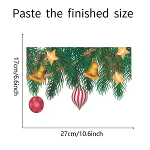 Size chart for Christmas tree bell wall stickers measuring 27cm by 17cm with pine branches