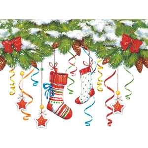 Détails des autocollants de Noël avec pommes de pin, nœuds rouges et étoiles d'or