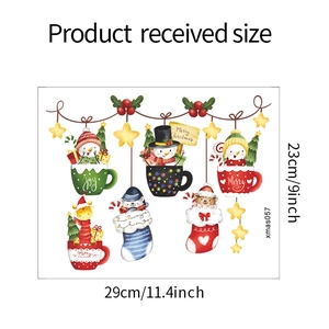 Christmas snowman and socks wall sticker product size dimensions 29cm x 23cm overview