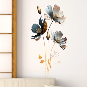 3D Embossed Texture Flower Wall Stickers Self-Adhesive PVC Floral Wall Decals For Kids Bedroom Home Living Room Decor