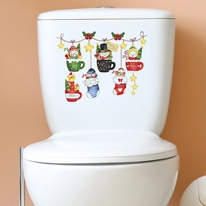Christmas snowman and reindeer self-adhesive wall stickers for holiday home decoration