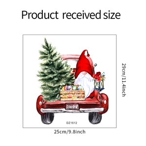 Sticker mural gnome de Noël et camion rouge, dimensions 25x29cm pour décor de fête