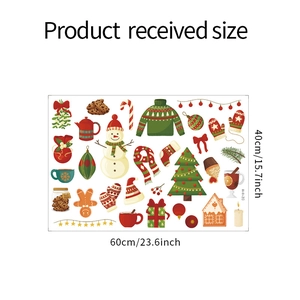 Cartoon Christmas wall stickers featuring snowman and tree with size 60cm by 40cm