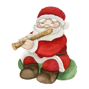 Watercolor Santa Claus playing golden flute decorative self-adhesive wall sticker for kids room