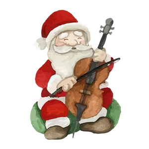 Cartoon Santa Claus playing cello watercolor self-adhesive wall sticker for home decor