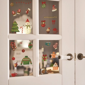 Christmas window decals set with Santa, snowman and tree for festive home glass decoration