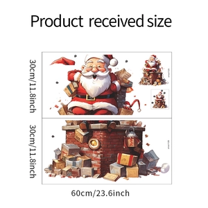 Détail du set de stickers de Noël avec Père Noël et cheminée sur planches 30x60cm