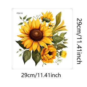 Detailed view of sunflower wall sticker with dimensions 29x29cm for home decoration