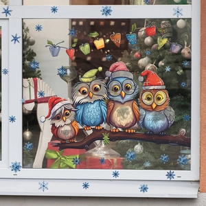 Christmas Owl Tree Branch Snowflake Window Stickers PVC Decorative Glass Decals For Home Shop Window Christmas Decoration