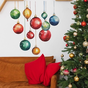 Stickers muraux de Noël aquarelle vintage pour décoration festive de maison