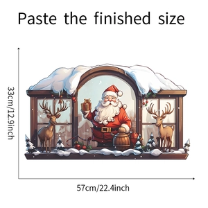 Detailed size specifications for Santa and reindeer Christmas window decals 57x33cm
