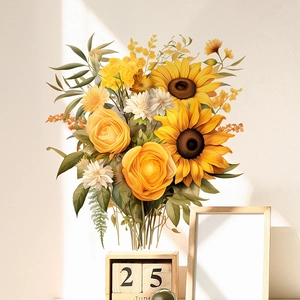 Self-adhesive sunflower and daisy wall decals for living room bedroom home decoration