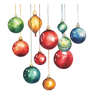 Stickers muraux boules de Noël aquarelle pour décoration intérieure couleurs variées