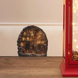 3D Christmas mouse hole wall sticker with fantasy stairs and white rabbits decor
