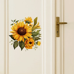 Self-adhesive sunflower wall decals for living room decoration with vibrant yellow petals