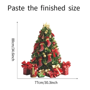 Finished size of Christmas tree wall sticker measuring 88cm height and 77cm width