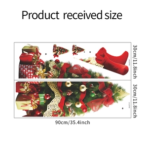 Detail view of Christmas wall stickers showing two sheets of 30x90cm festive tree decals